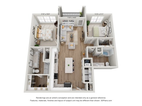 bedroom floor plan | luxury apartments in towson md | the southerly